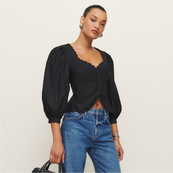 Reformation Elianna Top in Black - Picture 1 of 8